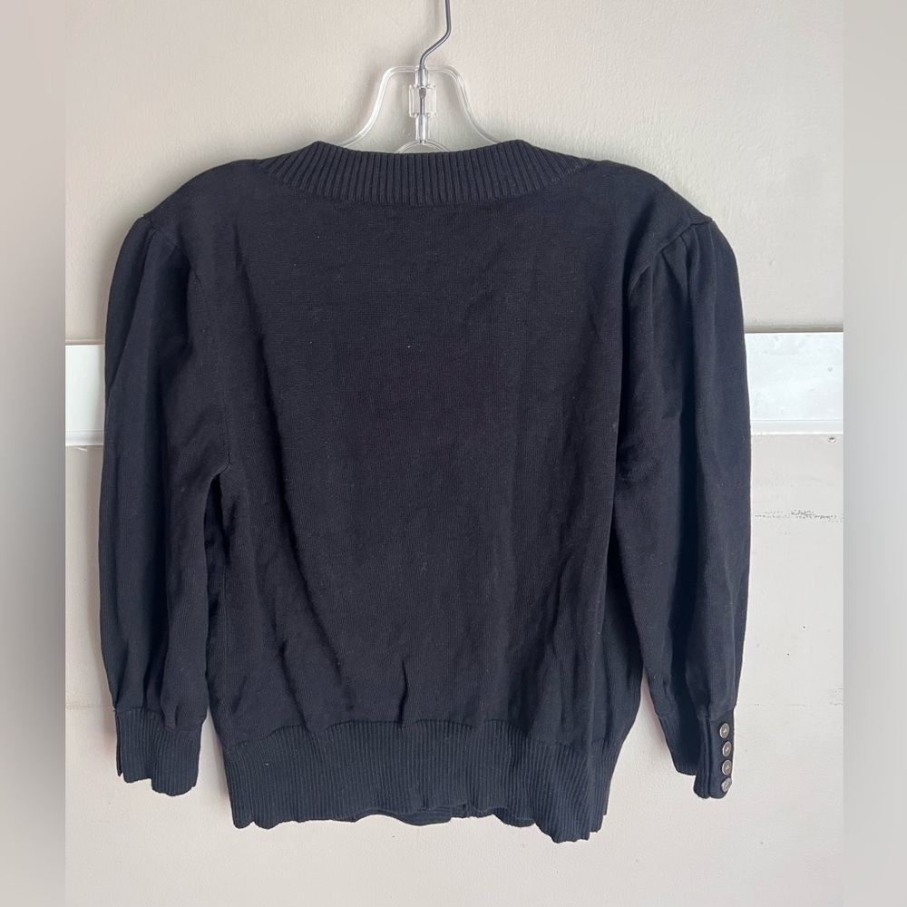 Anne Klein Black Double-Row Button Women’s Cardigan - Picture 2 of 4